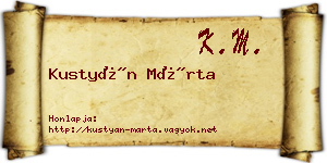 Kustyán Márta névjegykártya